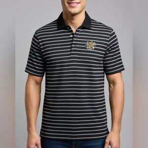 Men’s Shockers Polo Shirt Striped Black and Gray Size M